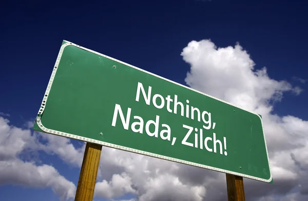 Nothing, Nada, Zilch Road Sign — Stock Photo, Image