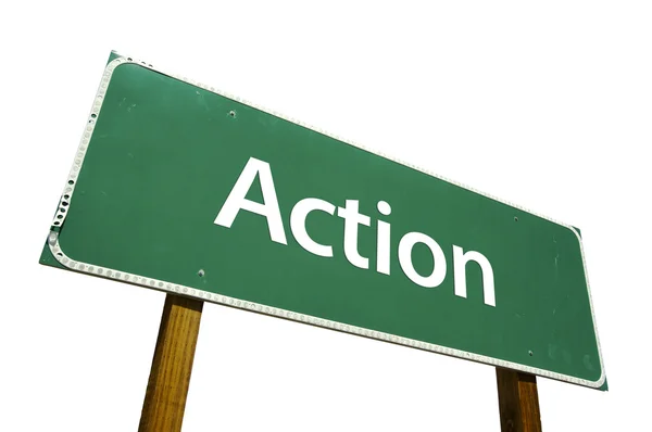 Action Green Road Sign — Stock Photo, Image