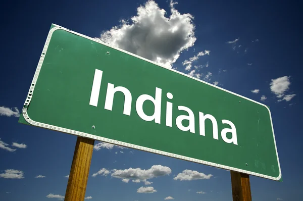 Indiana yeşil yol levhası — Stok fotoğraf