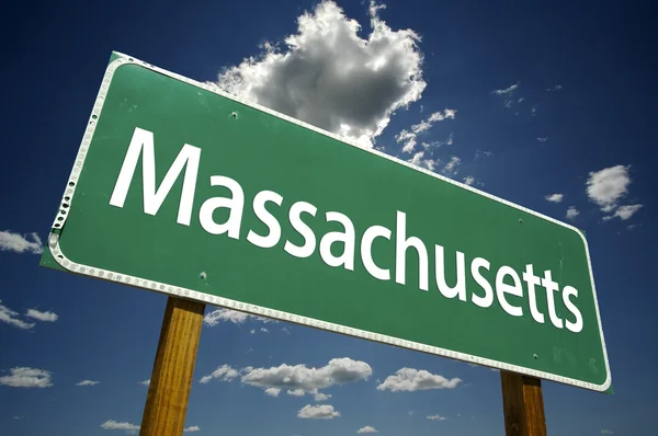 Massachusetts Green Road Sign — Stock Photo, Image