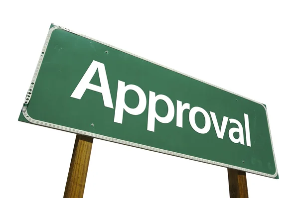 Approval Green Road Sign on White — Stock Photo, Image
