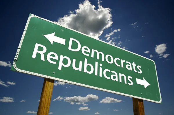 Panneau routier démocrates et républicains — Photo