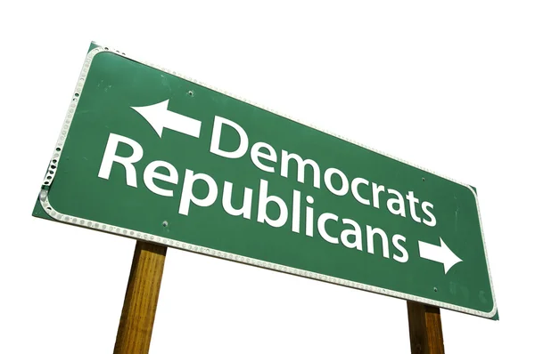 Demokraták és a republikánusok út jel — Stock Fotó