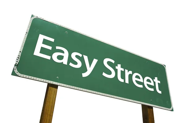 Easy street groene verkeersbord op witseñal de tráfico easy street verde sobre fondo blanco — Stockfoto