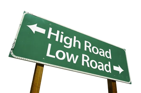 High road, lage weg ondertekenen met knippen — Stockfoto