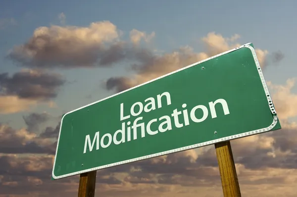 Loan Modification Green Road Sign — Stock Photo, Image