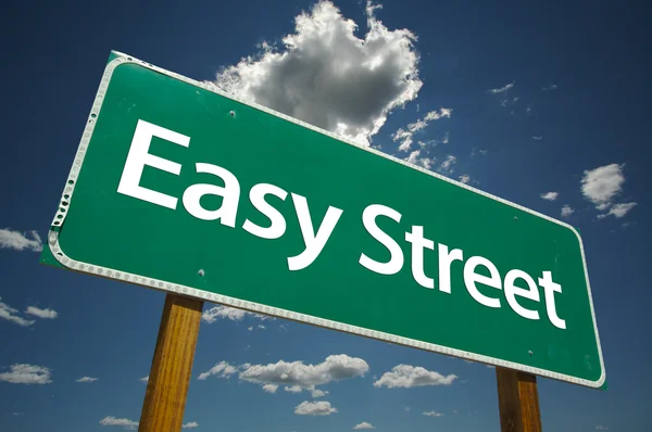 Easy Street Road Sign Over Clouds — Stock Photo, Image