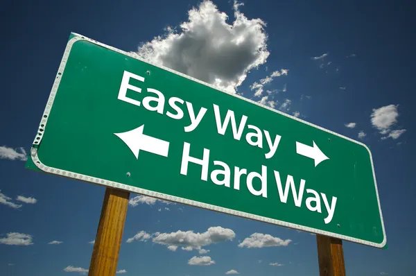 Easy Way, Hard Way Green Road Sign — Stock Photo, Image