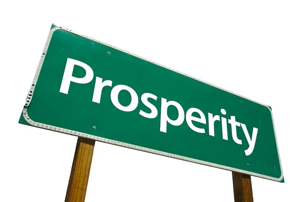 Prosperity Green Road Sign On White — Stock Photo, Image