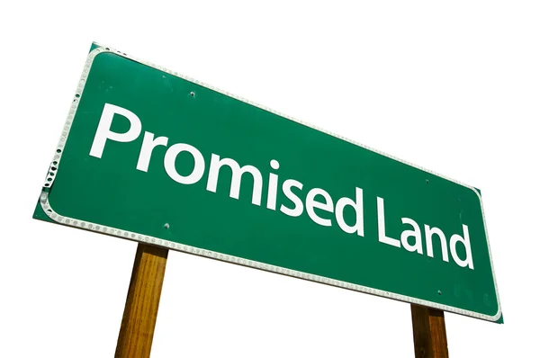 Promise Land Green Road signe sur blanc — Photo