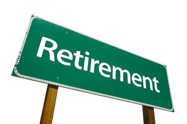 Pension gröna vägskylt på vit — Stockfoto