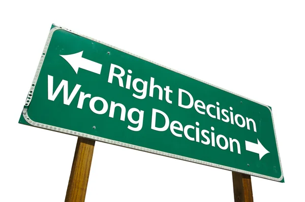Decisão certa, decisão errada Green Sig — Fotografia de Stock