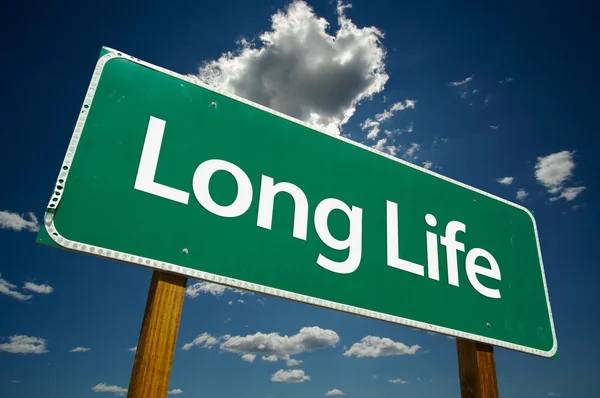Long Life Green Road Sign — Stock Photo, Image