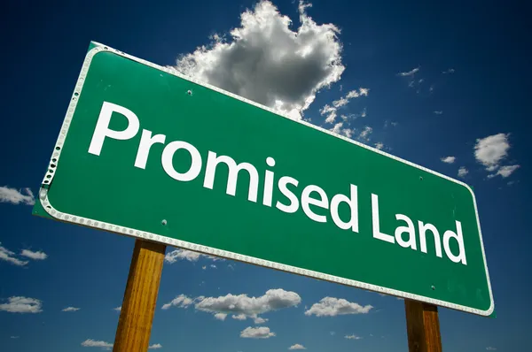 Promised Land Green Road Sign — Stock Photo, Image