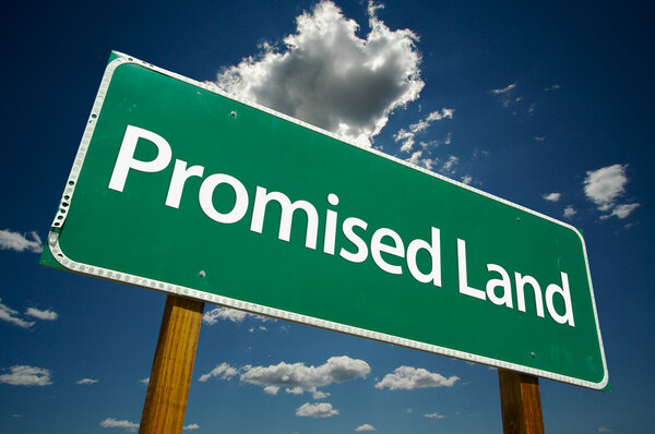 Promised Land Green Road Sign