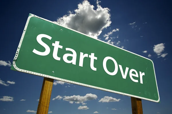 Start Over Green Road Sign — Stock Photo, Image