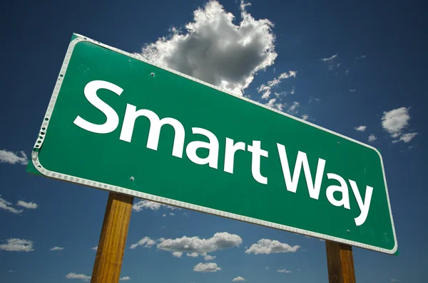 Segno stradale verde Smart Way — Foto Stock