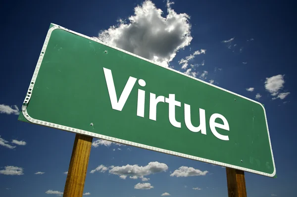 Virtue Green Road Sign — Stock Photo, Image