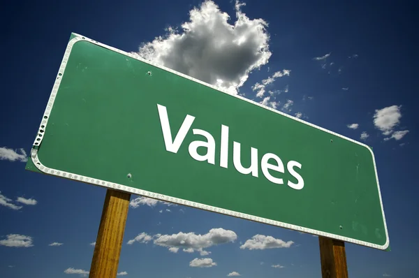 Values Green Road Sign — Stock Photo, Image