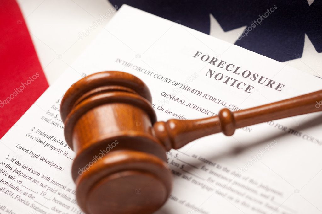 Gavel, Flag and Foreclosure Notice