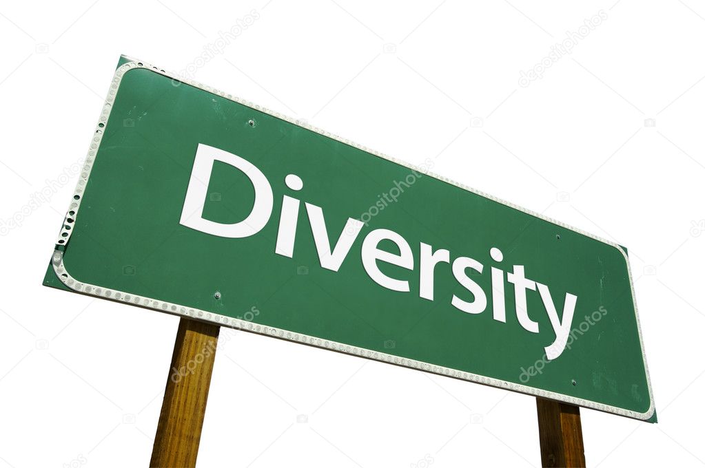 Diversity Green Road Sign on White