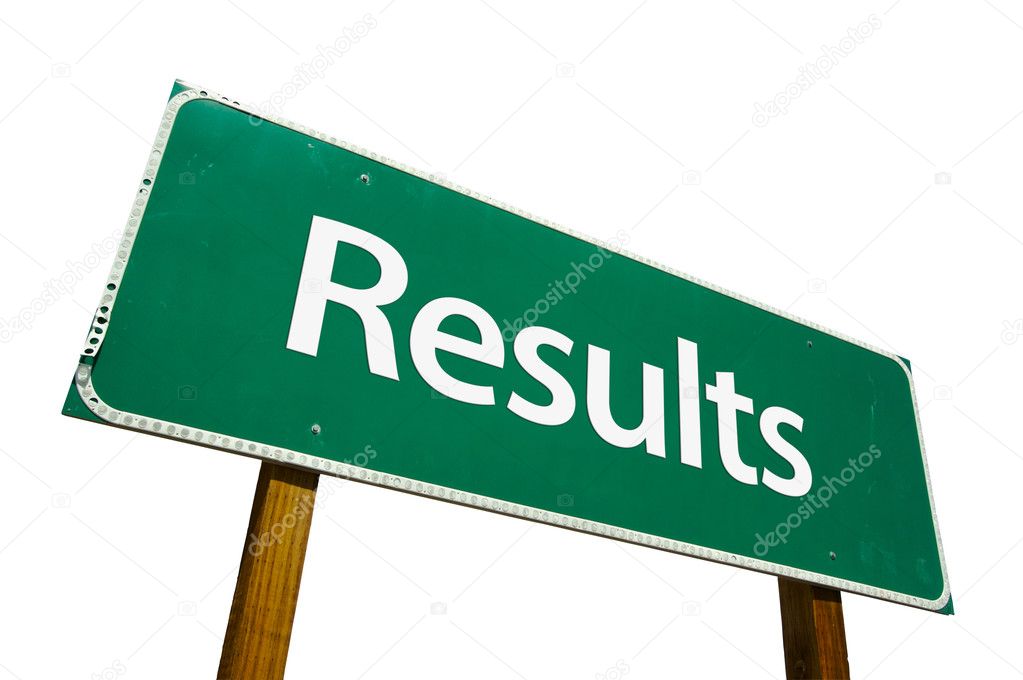 Results Road Sign with Clipping Path