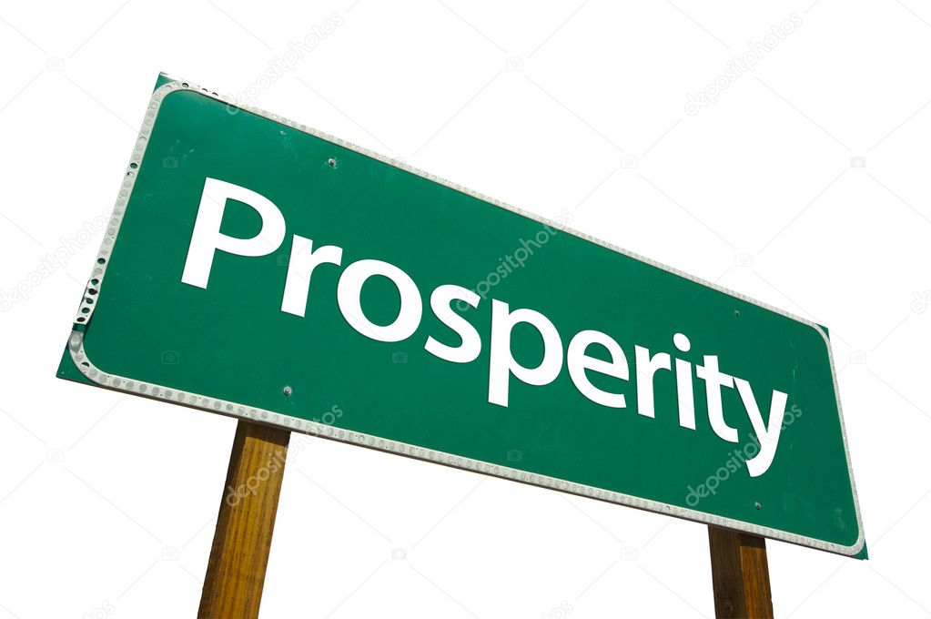 Prosperity Green Road Sign On White