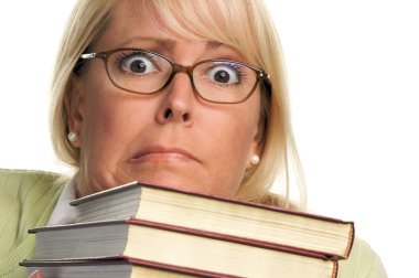 Attractive Woman with Her Stack of Books clipart