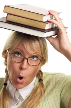 Woman with Her Books on Her Head clipart