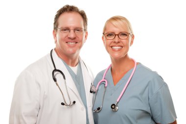 erkek ve kadın doktorlar beyaz