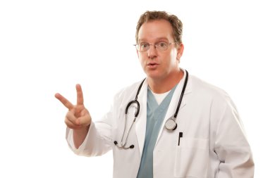 Male Doctor with Two Fingers Up Isolated clipart