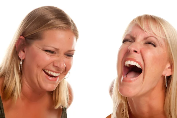 Dos hermosas hermanas riendo aisladas — Foto de Stock