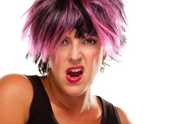 Розовый и черный волосами панк девочка — стоковое фото