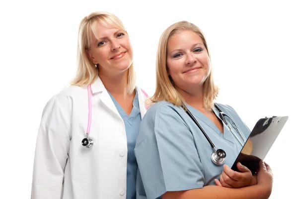 Two Friendly Doctors or Nurses Isolated — Stock Photo, Image