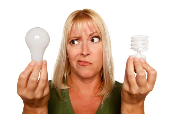 Confuso: lâmpada de poupança de energia — Fotografia de Stock