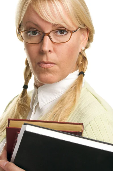 Attraktiva student bär hennes böcker — Stockfoto