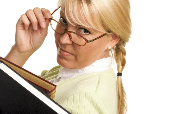 Attraktiva student bär hennes böcker — Stockfoto