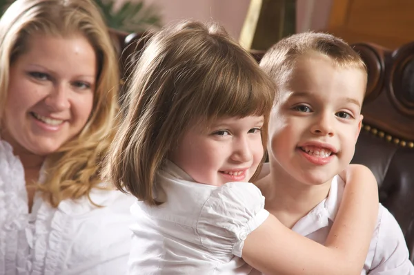Mother and Children Enjoying a Fun Moment — Stock Photo, Image