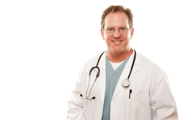 Sorrindo Médico Masculino Isolado em Branco — Fotografia de Stock