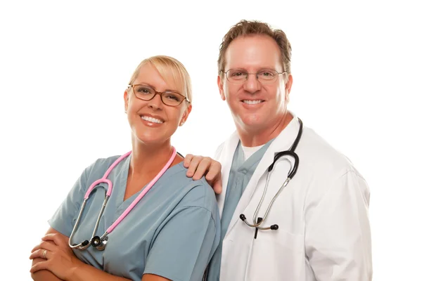 Mužských a ženských lékařů na bílém pozadí — Stock fotografie