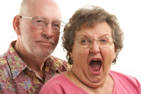 Szczęśliwa para starszy pozować do portretu — Zdjęcie stockowe