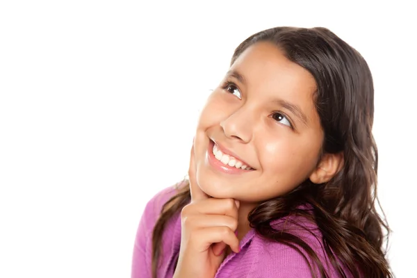 Junges hispanisches Pre-Teen-Mädchen - isoliert auf weiß — Stockfoto