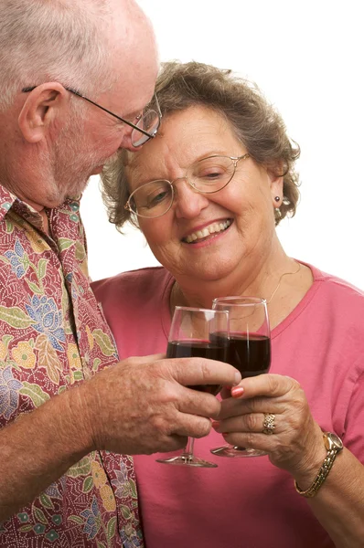 Felice Coppia Senior Vino da Degustazione — Foto Stock