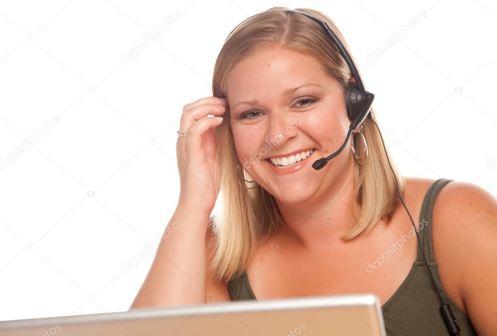 Attractive businesswoman on headset