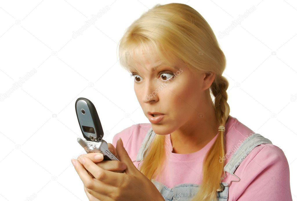 Enthralled Girl Texting on Cell Phone