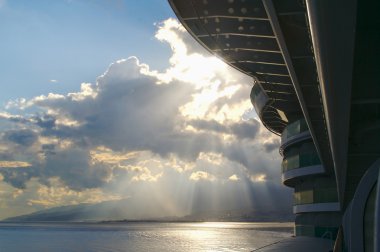 Sunset from a cruise ship. clipart