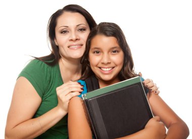 Proud Hispanic Mother and Daughter clipart