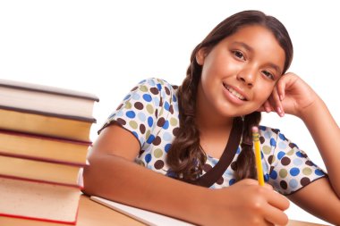 Smiling Hispanic Girl Studying clipart