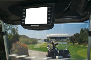 Golf Cart with Blank GPS Screen clipart