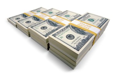 Stacks of One Hundred Dollar Bills clipart